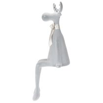 Product Beflocked Grey Elk Figurine with Bow, 80cm Sitting Edge Decoration