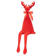 Product Flocked Red Reindeer Figure with Bow – Sitting Edge Ornament – 80cm
