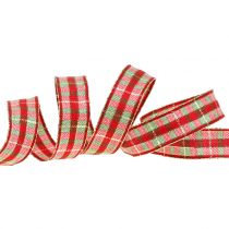 Product Deco ribbon check with wire edge and mica 25mm 15m