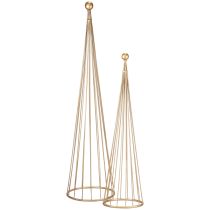 Christmas tree metal decoration gold cones H62/83cm set of 2