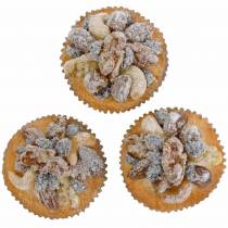 Muffins with nuts artificial 7cm 3pcs