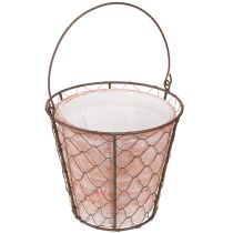 Product Ceramic Flowerpot Basket Handle Metal Brown Ø18cm