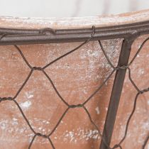 Product Ceramic flower pot basket handle metal brown Ø18cm