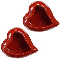 Product Ceramic Decorative Hearts Red Bowl Glossy 13×15×6.5cm 2 pcs