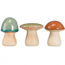 Product Ceramic Mushrooms Decoration Brown Green Blue Autumn Decoration H6-7.5cm 3 pcs