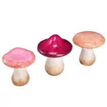 Product Ceramic Mushrooms Decoration Pink Autumn Decoration Ceramic Ø8/8.5/9cm 3 pcs