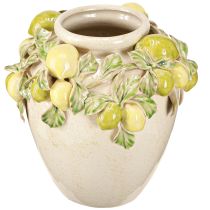 Product Ceramic Vase Lemon Decoration Mediterranean Green Yellow H19cm