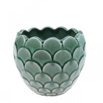 Ceramic Flower Pot Vintage Green Crackle Glaze Ø15cm H13cm