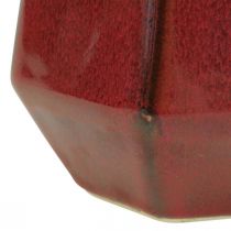 Product Ceramic Vase Flower Vase Red Hexagonal Ø14.5cm H21.5cm