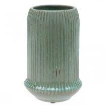 Ceramic vase with grooves Ceramic vase light green Ø13cm H20cm