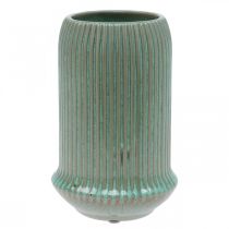 Product Ceramic vase with grooves Ceramic vase light green Ø13cm H20cm