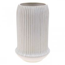 Product Ceramic Vase with Grooves White Ceramic Vase Ø13cm H20cm