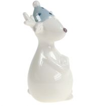 Product Ceramic figure reindeer 11cm, 12cm white 2pcs