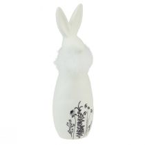 Product Ceramic bunny white rabbits decorative feathers flowers Ø6cm H20.5cm