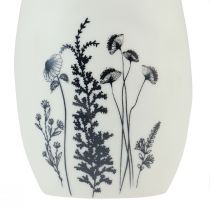 Product Ceramic bunny white rabbits decorative feathers flowers Ø6cm H20.5cm
