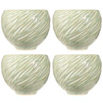 Product Ceramic bowls in green spiral design Ø9cm H7cm 4pcs