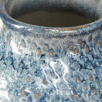 Product Ceramic vase glazed blue and white braided look H18.5cm