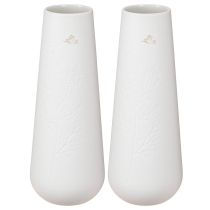 Product Ceramic vase in white and gold with bird decoration, Ø6.5cm, H19cm, 2 pieces