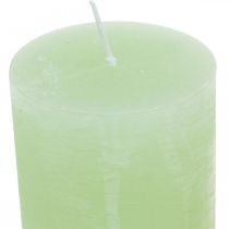 Pillar candles dyed light green 60 × 100mm 4pcs