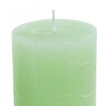 Pillar candles colored light green 70 × 100mm 4pcs