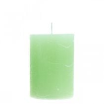 Pillar candles colored light green 70 × 100mm 4pcs