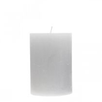 Pillar candles dyed light gray 70×100mm 4pcs