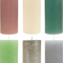 Pillar candles colored through different colors 85 × 200mm 2pcs