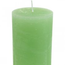 Product Pillar candles colored candles lime green​​​​​​​ 85×200mm 2 pcs