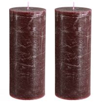 Product Luxury Burgundy Pillar Candles, Set of 2, Solid Color, 85x200mm, for Romantic & Decorative Use