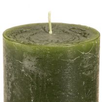 Product Green pillar candles, 3 shades, solid color, rustic, 70x100mm, set of 12, for decoration and Advent