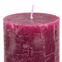 Product Rustic pillar candles in a set of 12, pink & berry color scheme, 60x80mm - Versatile use for decoration and celebrations