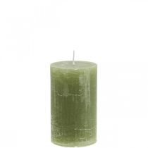 Product Solid coloured candles olive green pillar candles 60×100mm 4 pcs