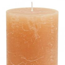 Product Orange Peach pillar candles 70x120mm, colored throughout, long burning time, set of 4 for Advent decoration