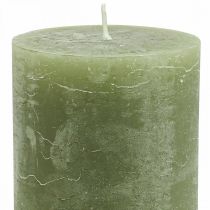 Product Solid coloured candles olive green pillar candles 85×120mm 2pcs