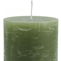 Product Solid coloured candles olive green pillar candles 85×150mm 2 pcs