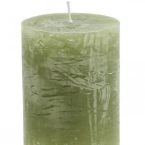 Product Solid colored candles olive green pillar candles 60×80mm 4pcs