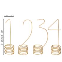 Product Candle decoration Advent numbers 1-4 matt gold metal H10cm 4 pcs