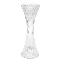 Product Candle Holder Glass Clear Candle Holder Grooves H20cm 2pcs