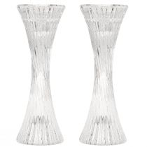 Product Candle holder glass clear stick candle holder grooves H20cm 2pcs