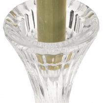 Product Candle holder glass clear stick candle holder grooves H20cm 2pcs