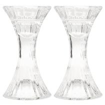 Product Candle Holder Glass Round Stick Candle Holder Ø7cm H13cm 2pcs