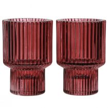 Product Candle holder glass candle holder in Berry H8cm 4 pcs