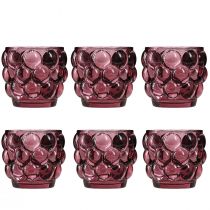 Product Candle holder glass tealight holder in Berry Ø7cm H7cm 6 pcs