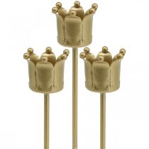 Product Candle holder crown golden, metal candle holder 4 pieces