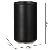 Product Round magnetic candle holder, matte black, for 25mm taper candles, 4 pieces