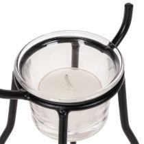 Product Candle Holder Reindeer Black Metal with Removable Tealight Glass 28cm