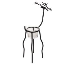 Product Candle Holder Reindeer Black Metal with Removable Tealight Glass 28cm
