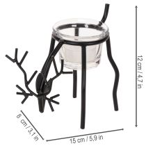 Product Reindeer candle holder with tealight glass, 15cm