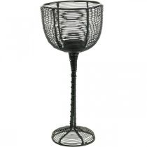 Product Tea light holder black metal decorative wine glass Ø10cm H26.5cm