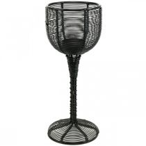 Product Tea light holder metal black decorative wine glass Ø13cm H31.5cm